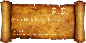 Petrik Dávid névjegykártya